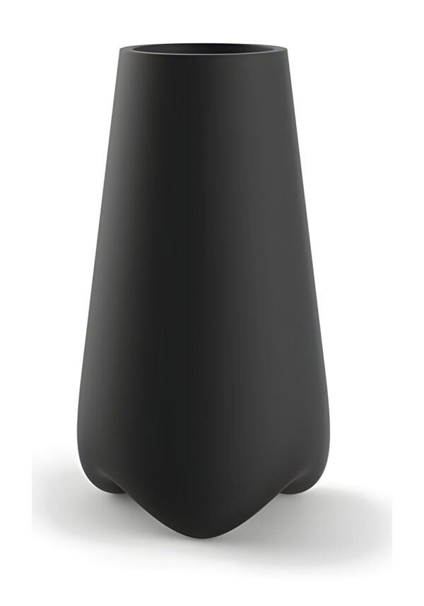 grand pot extérieur Pal conique haut en polyéthylène noir mat