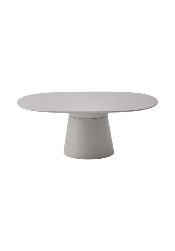 guéridon design Inclass Essens Occasional, table basse ovale grise, fond blanc