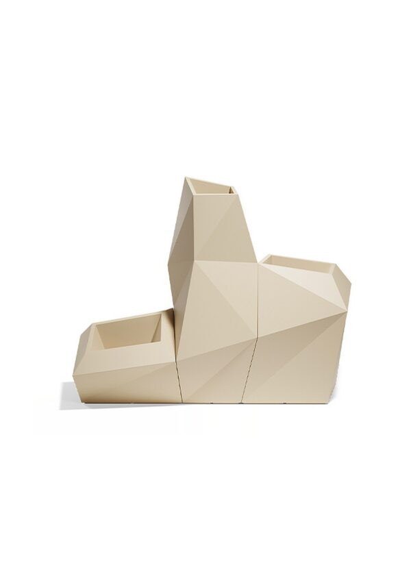 jardinière extérieur design Faz Vondom trio de jardinières facettées coloris écru