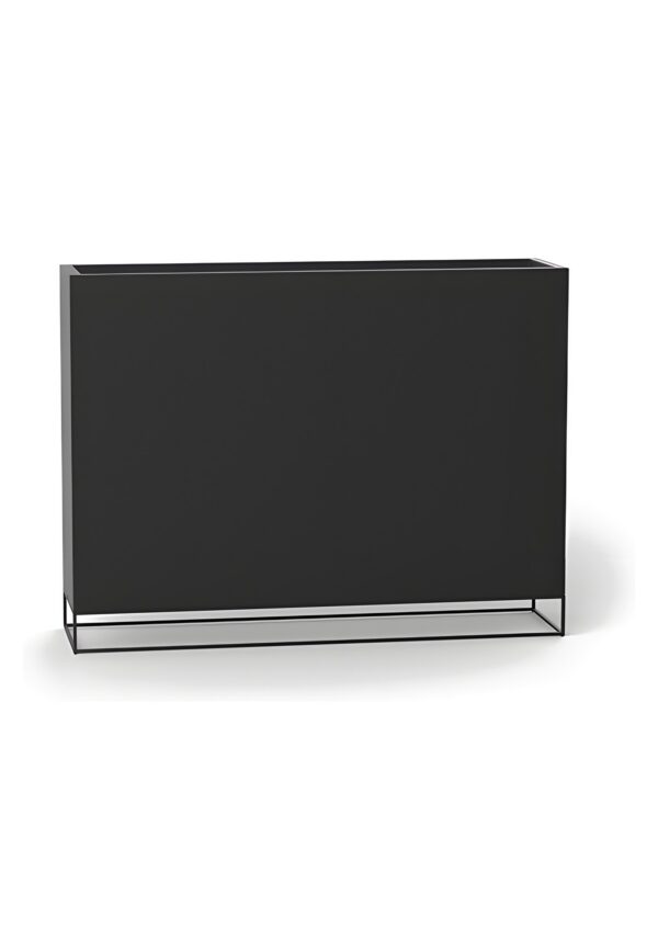 jardinière haute extérieur Vela rectangulaire en polyéthylène noir, vue de face