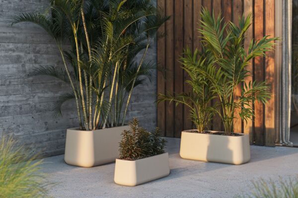jardinière rectangulaire extérieur Ulm Vondom jardinières rectangulaires en situation sur une terrasse