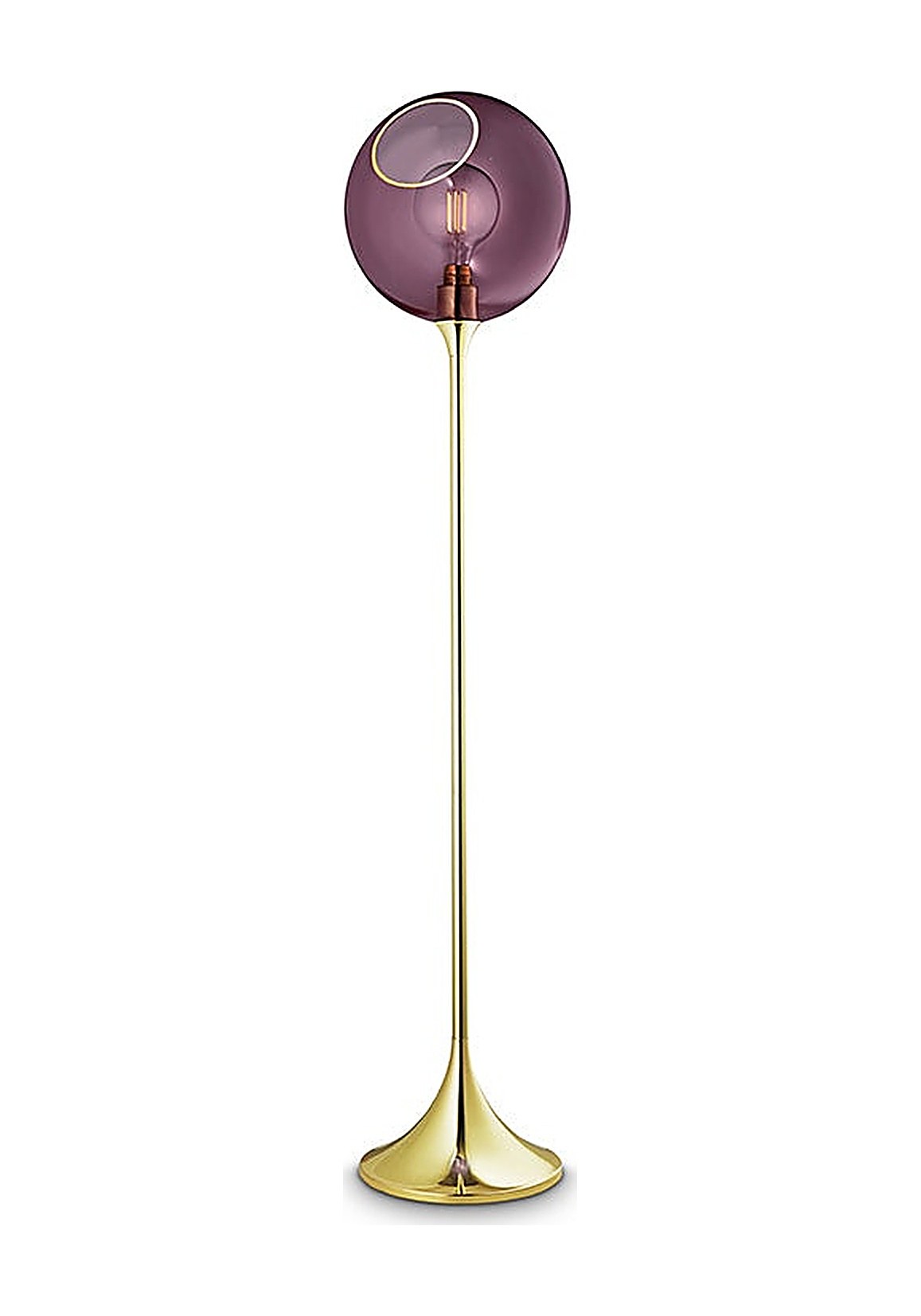 Lampadaire Ballroom en verre soufflé par Design by Us lampadaire Ballroom Design by Us, coloris Purple Rain (violet), base dorée