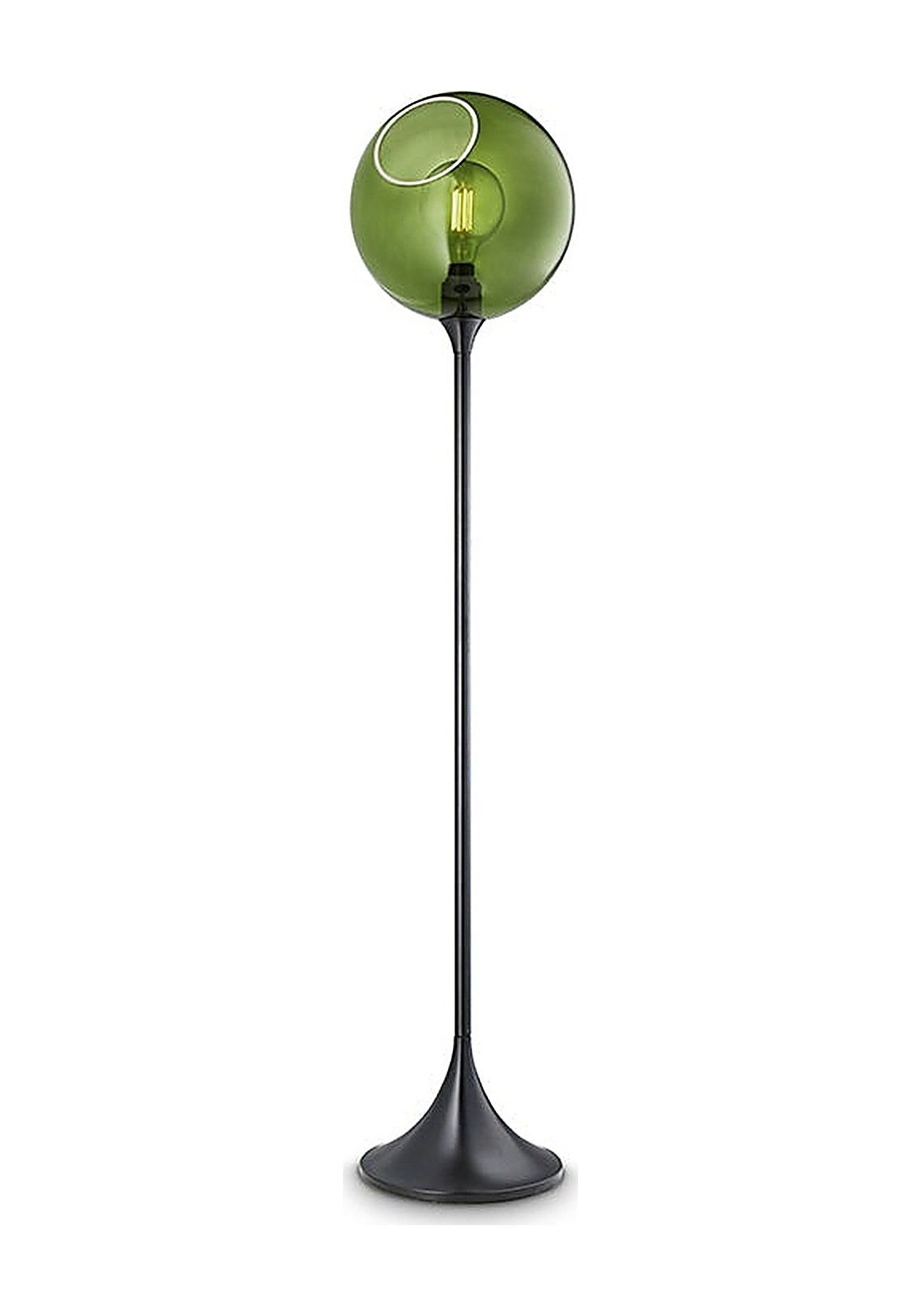 Lampadaire Ballroom en verre soufflé par Design by Us lampadaire Ballroom Design by Us, coloris Army (vert olive), base noire