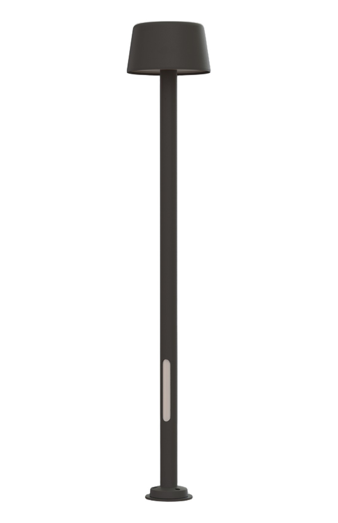 Lampadaire Bark par Roger Pradier, mât aluminium LED ou E27 lampadaire Bark modèle 1 en aluminium gris noir avec éclairage piéton, rendu sur fond blanc
