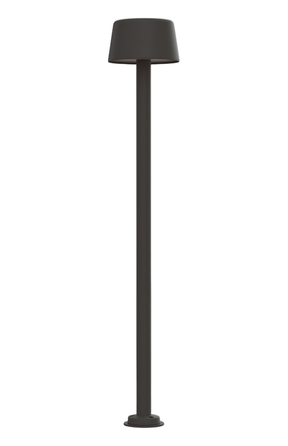 Lampadaire Bark par Roger Pradier, mât aluminium LED ou E27 lampadaire Bark modèle 2 en aluminium gris noir à tête seule, rendu sur fond blanc