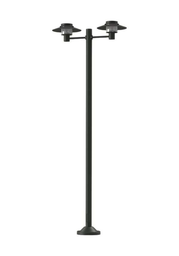 lampadaire Kerlouan à 2 têtes en aluminium gris anthracite, rendu sur fond blanc