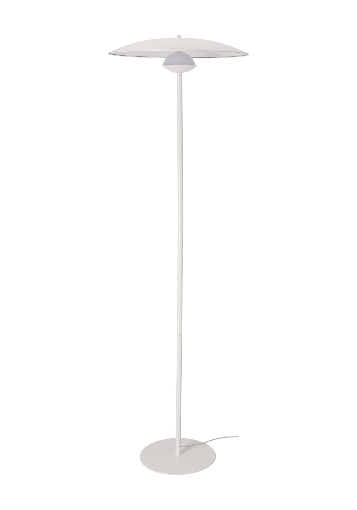 Lampadaire LED blanc à disque en métal, style scandinave, 140 cm lampadaire LED blanc blanc à disque en métal, fond blanc