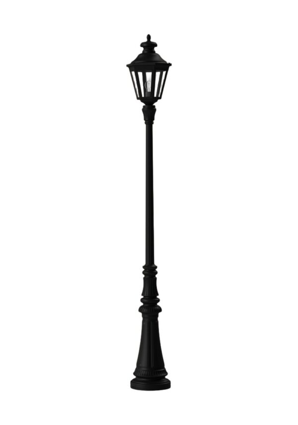 lampadaire Louis XIII 1 tête en aluminium noir foncé, rendu sur fond blanc