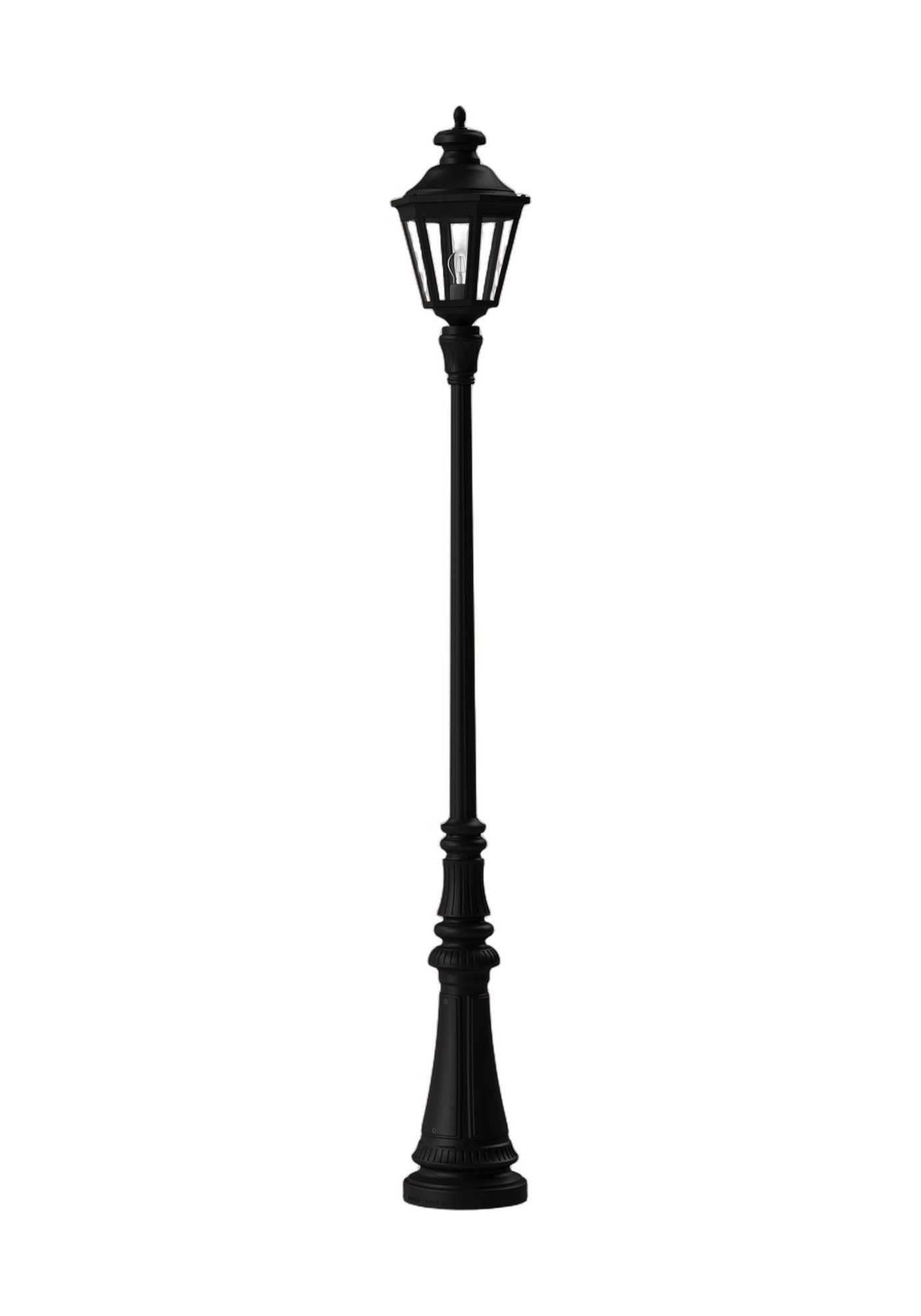 Lampadaire Louis XIII en aluminium et verre par Roger Pradier lampadaire Louis XIII 1 tête en aluminium noir foncé, rendu sur fond blanc