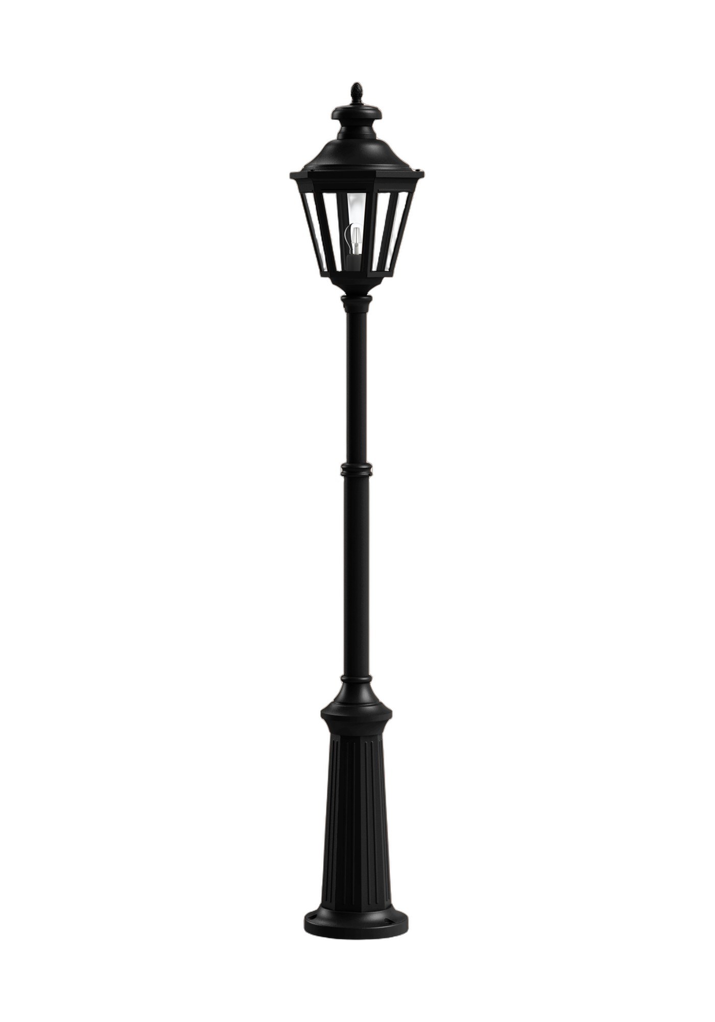 Lampadaire Louis XIII en aluminium et verre par Roger Pradier lampadaire Louis XIII 1 tête télescopique en aluminium noir foncé, rendu sur fond blanc