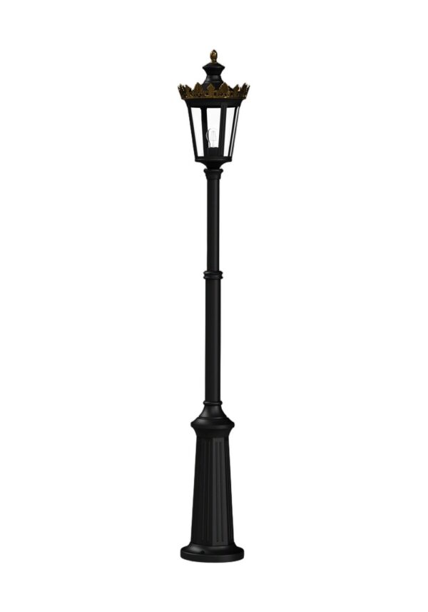 lampadaire Louvre Roger Pradier télescopique 1 tête en aluminium noir foncé, rendu sur fond blanc