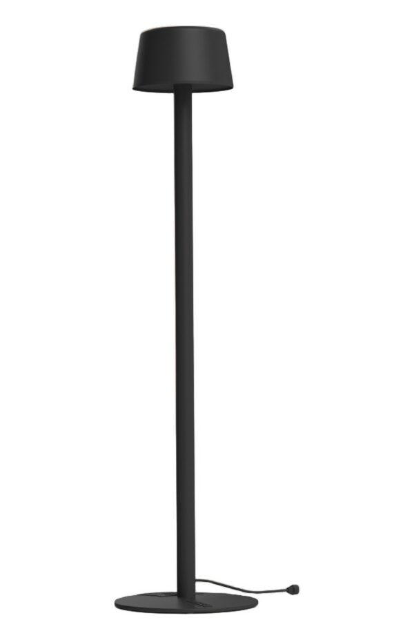 lampadaire mobile Bark en aluminium gris noir sur socle, rendu sur fond blanc