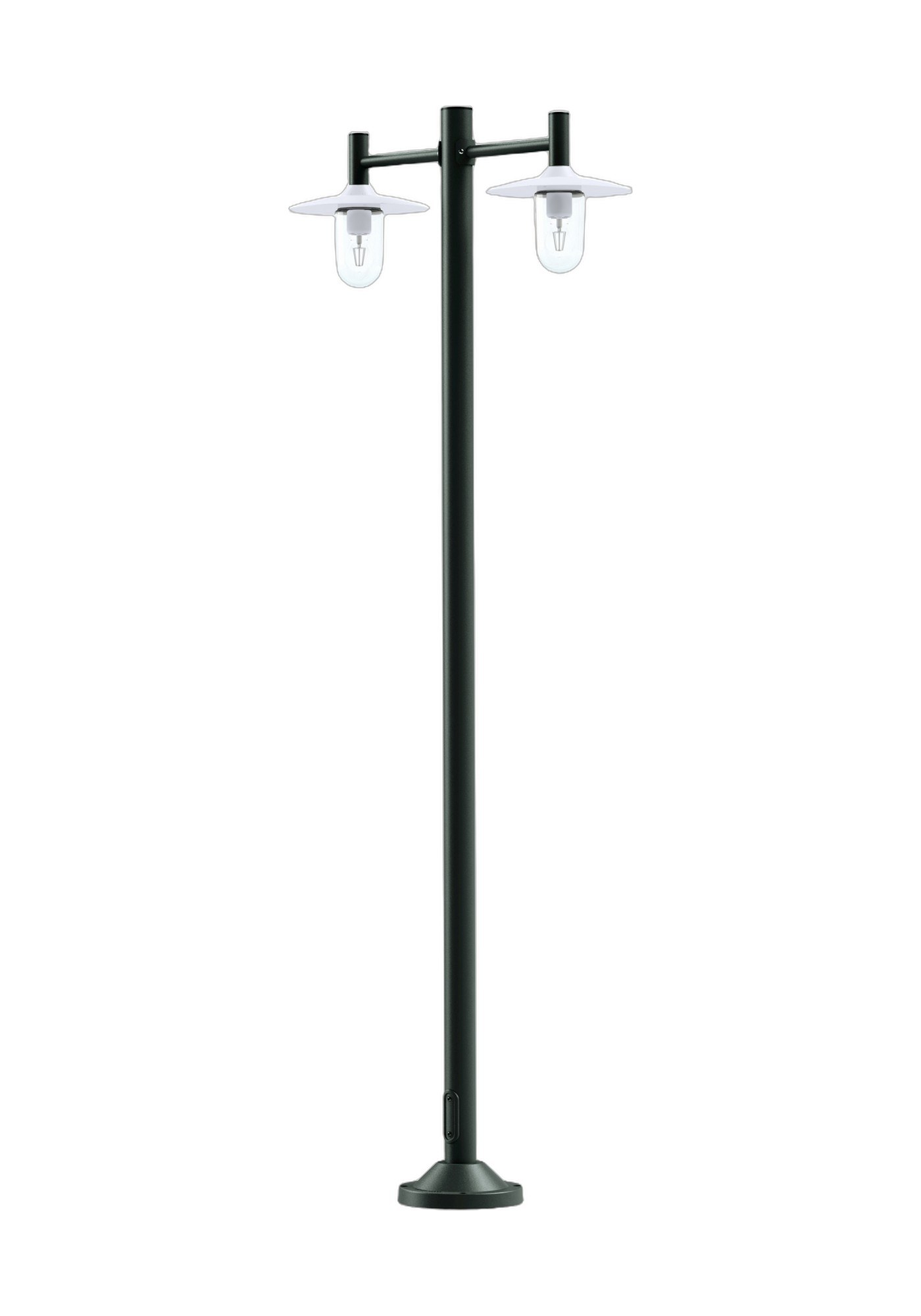 Lampadaire Montana 2 têtes en aluminium par Roger Pradier lampadaire Montana à mât gris ardoise avec deux têtes, rendu sur fond blanc