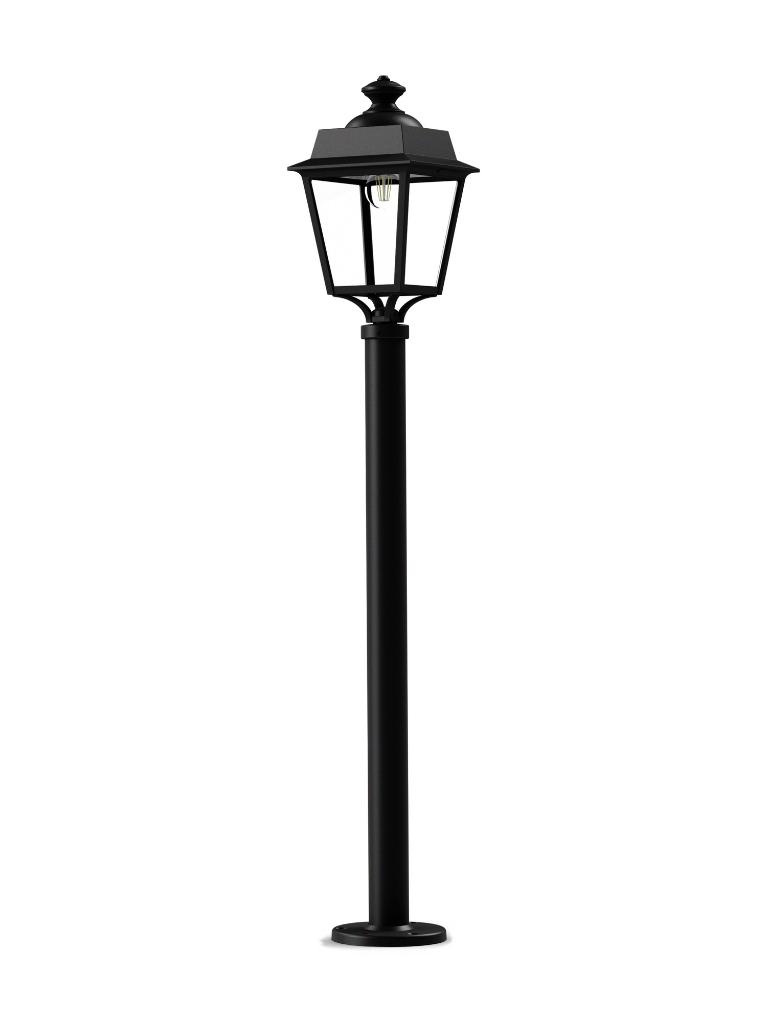 Lampadaire Place des Vosges Évolution en aluminium par Roger Pradier lampadaire Place des Vosges Évolution colonne lisse noire, rendu sur fond blanc