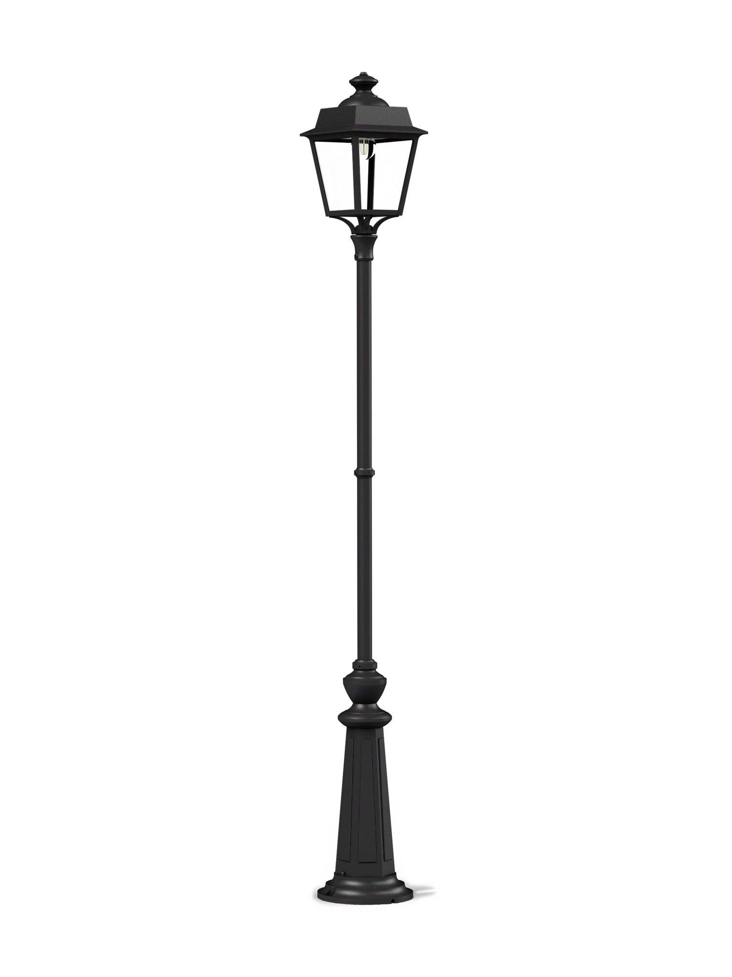 Lampadaire Place des Vosges Évolution en aluminium par Roger Pradier lampadaire Place des Vosges Évolution colonne ornée haute noire, rendu sur fond blanc