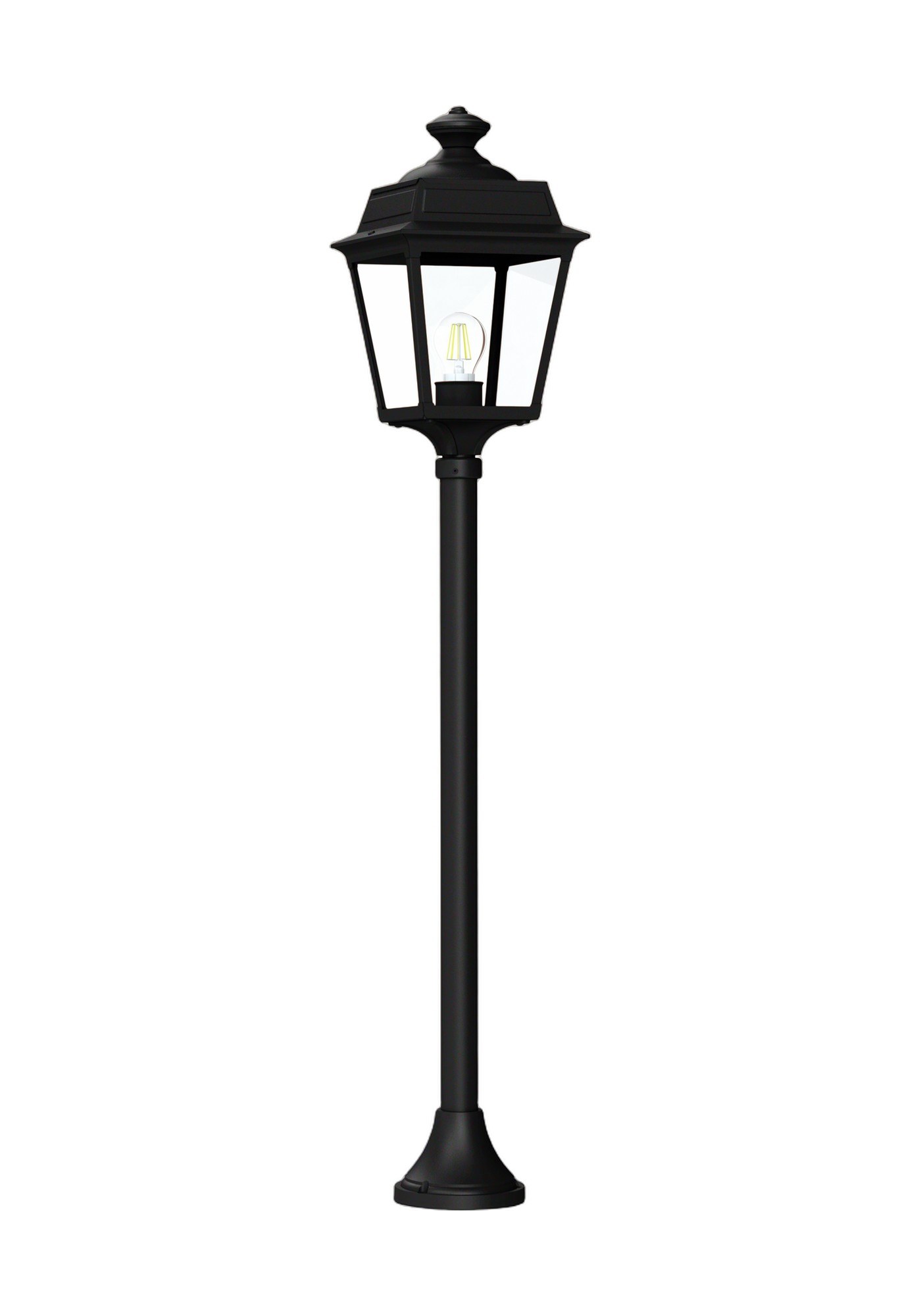 Lampadaire Place des Vosges Tradition par Roger Pradier lampadaire Place des Vosges Tradition colonne lisse en aluminium noir foncé, rendu sur fond blanc