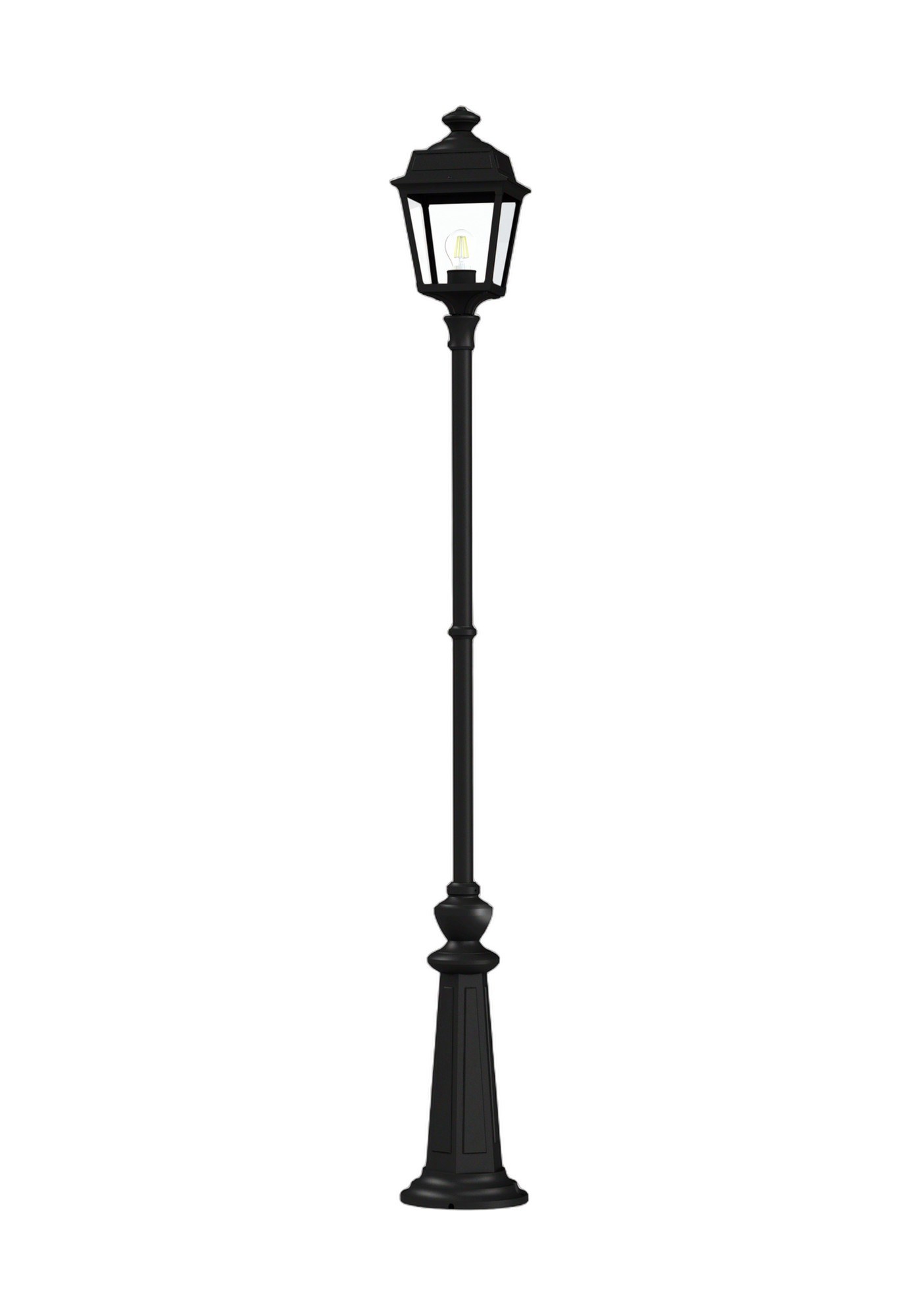 Lampadaire Place des Vosges Tradition par Roger Pradier lampadaire Place des Vosges Tradition mât haut en aluminium noir foncé, rendu sur fond blanc