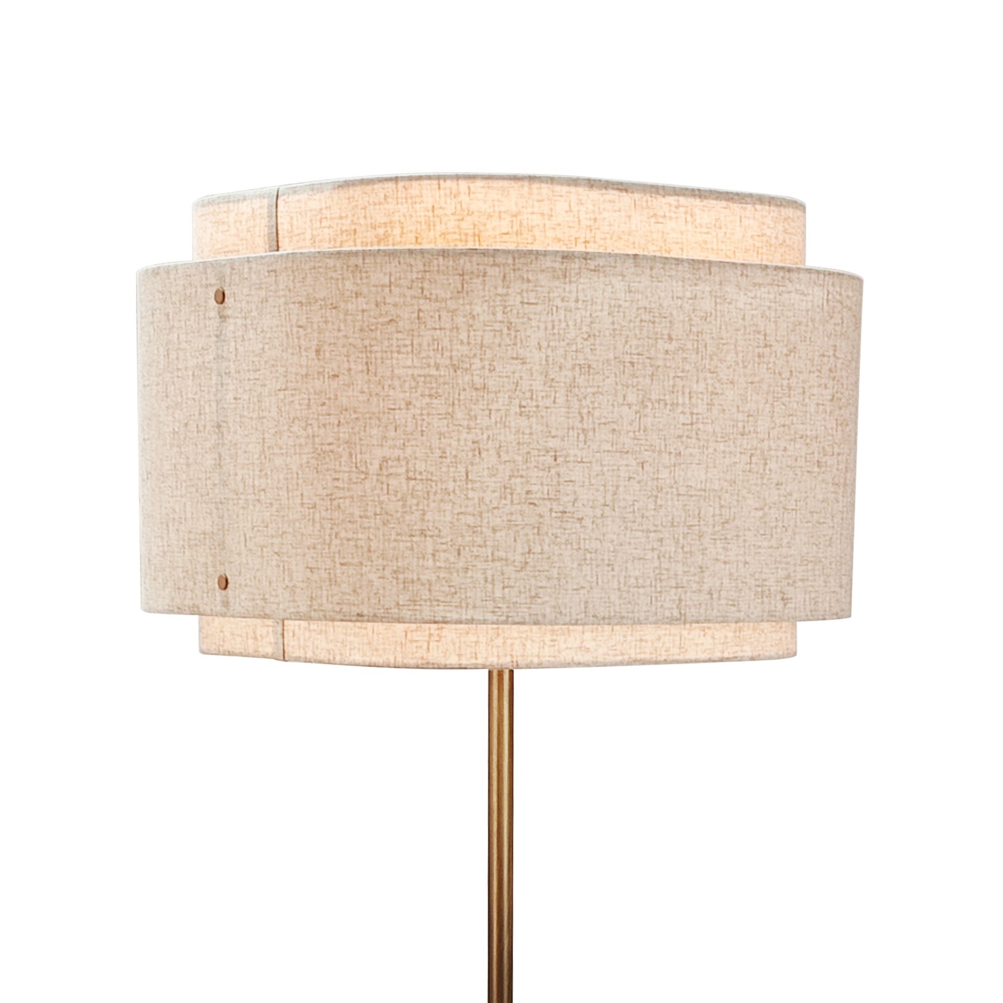 Lampadaire Takai en lin beige et base en laiton bruni par Design For The People lampadaire Takai, détail de l abat-jour en lin à deux niveaux