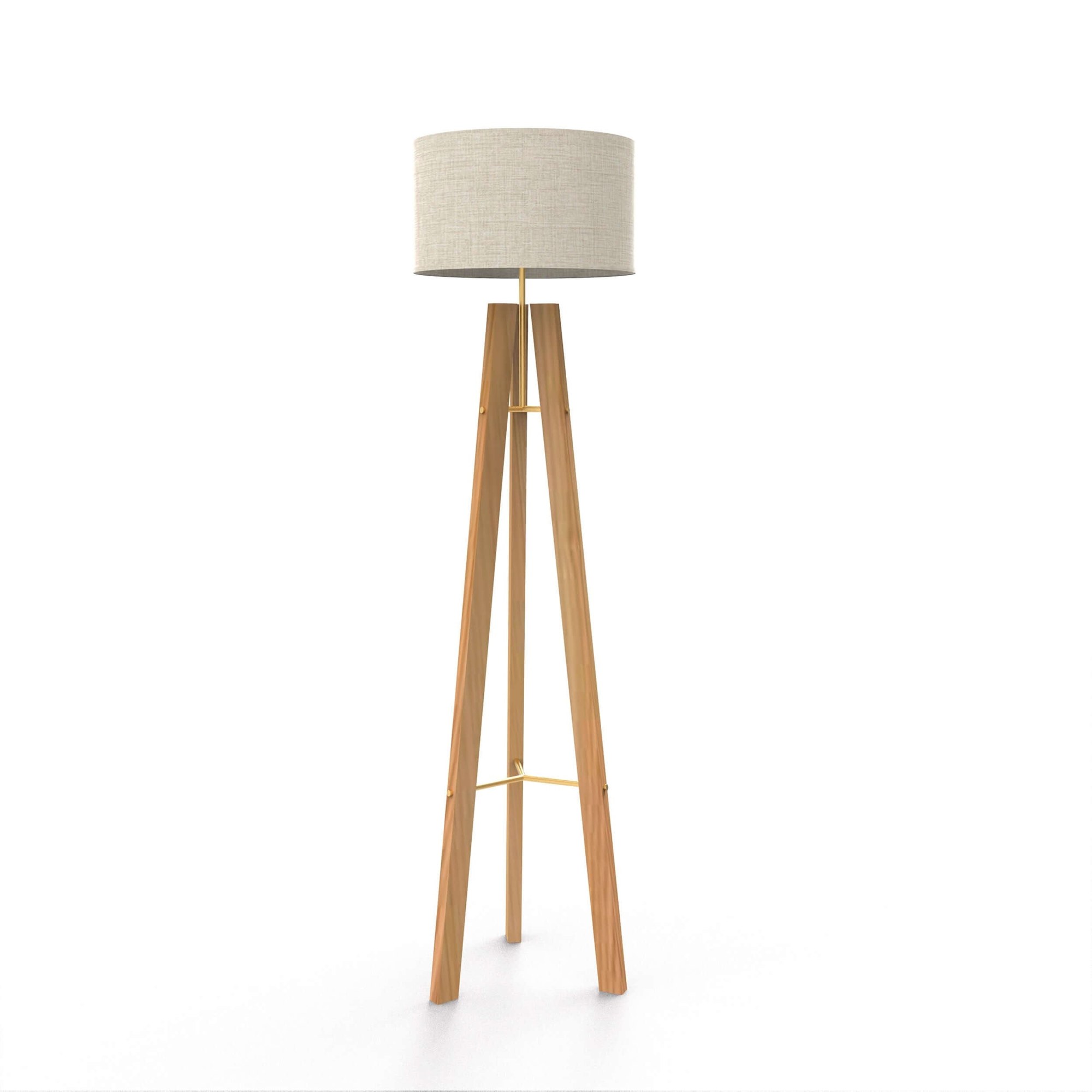 lampadaire trépied en bois rendu en situation