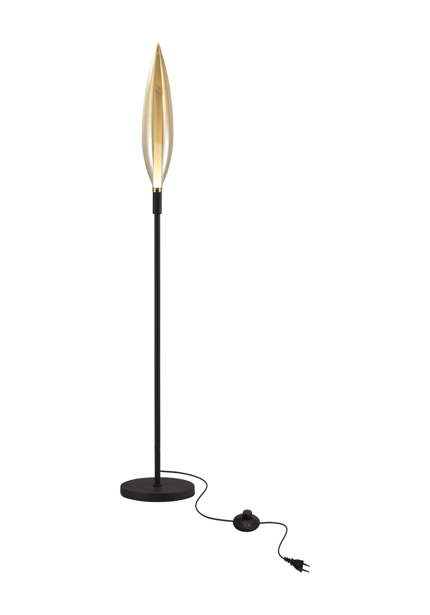 Lampadaire en verre effilé, ambré ou fumé, G9, 164 cm lampadaire verre effilé ambre sur fond blanc