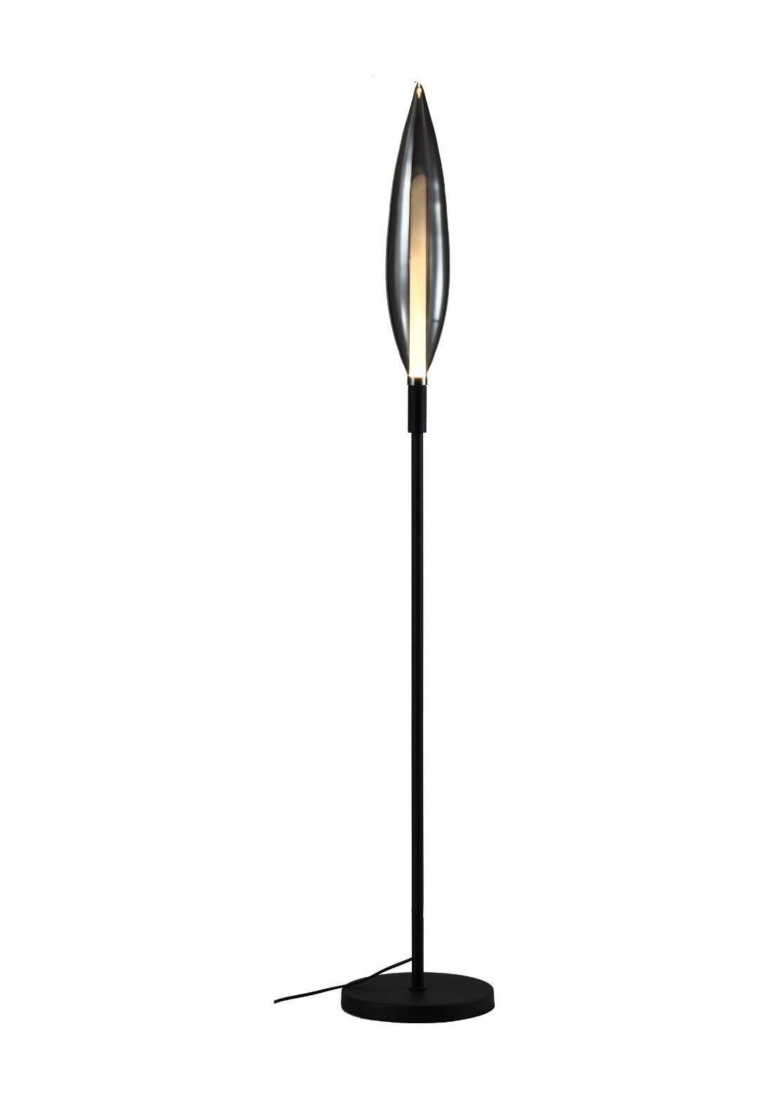 Lampadaire en verre effilé, ambré ou fumé, G9, 164 cm lampadaire verre effilé gris fume sur fond blanc