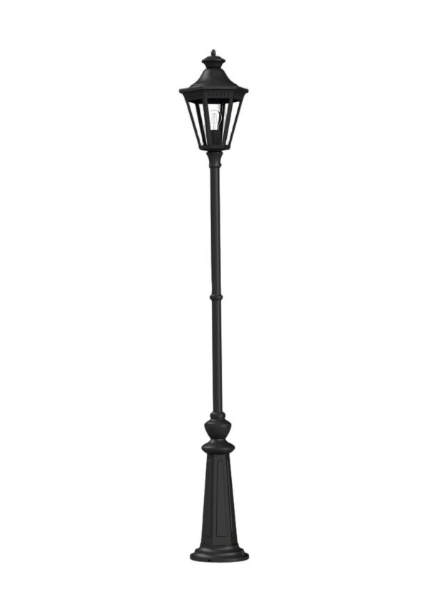 lampadaire Victoria 1 tête en aluminium noir foncé, rendu sur fond blanc