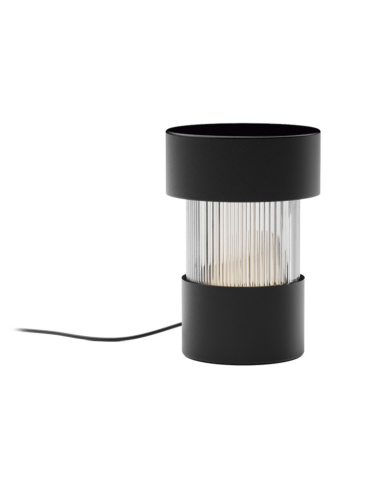 lampe à poser Balise taille M, noir mat, câble textile de 2 m