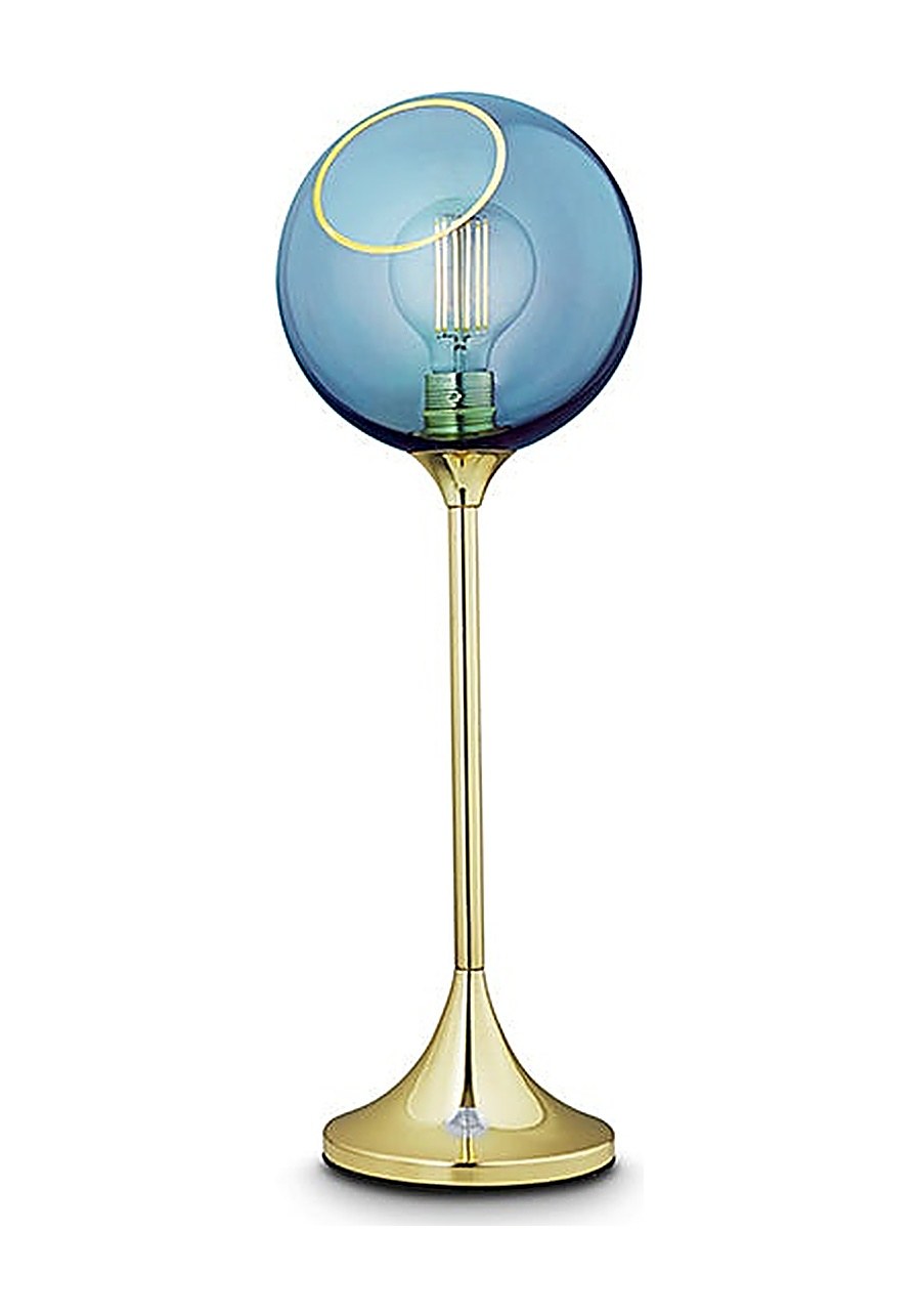 Lampe à poser Ballroom en verre soufflé par Design by Us lampe à poser Ballroom Design by Us, coloris Blue Sky (bleu ciel), base dorée