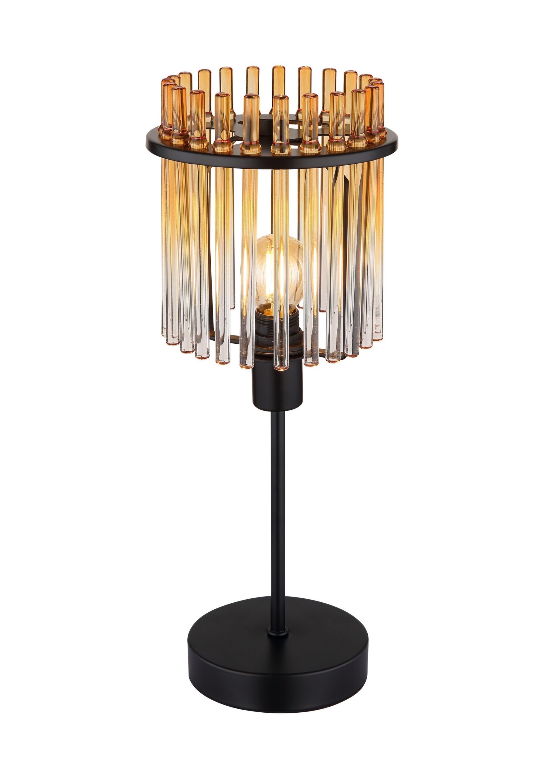 Lampe à poser barreaux de verre, 3 finitions, 37,5 ou 54,5 cm lampe à poser barreaux de verre ambre, petit modèle 37,5 cm, fond blanc