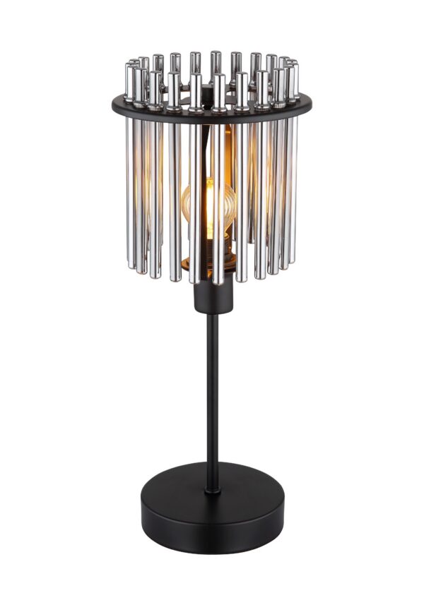 lampe à poser barreaux de verre noir et verre fumé, petit modèle 37,5 cm, fond blanc