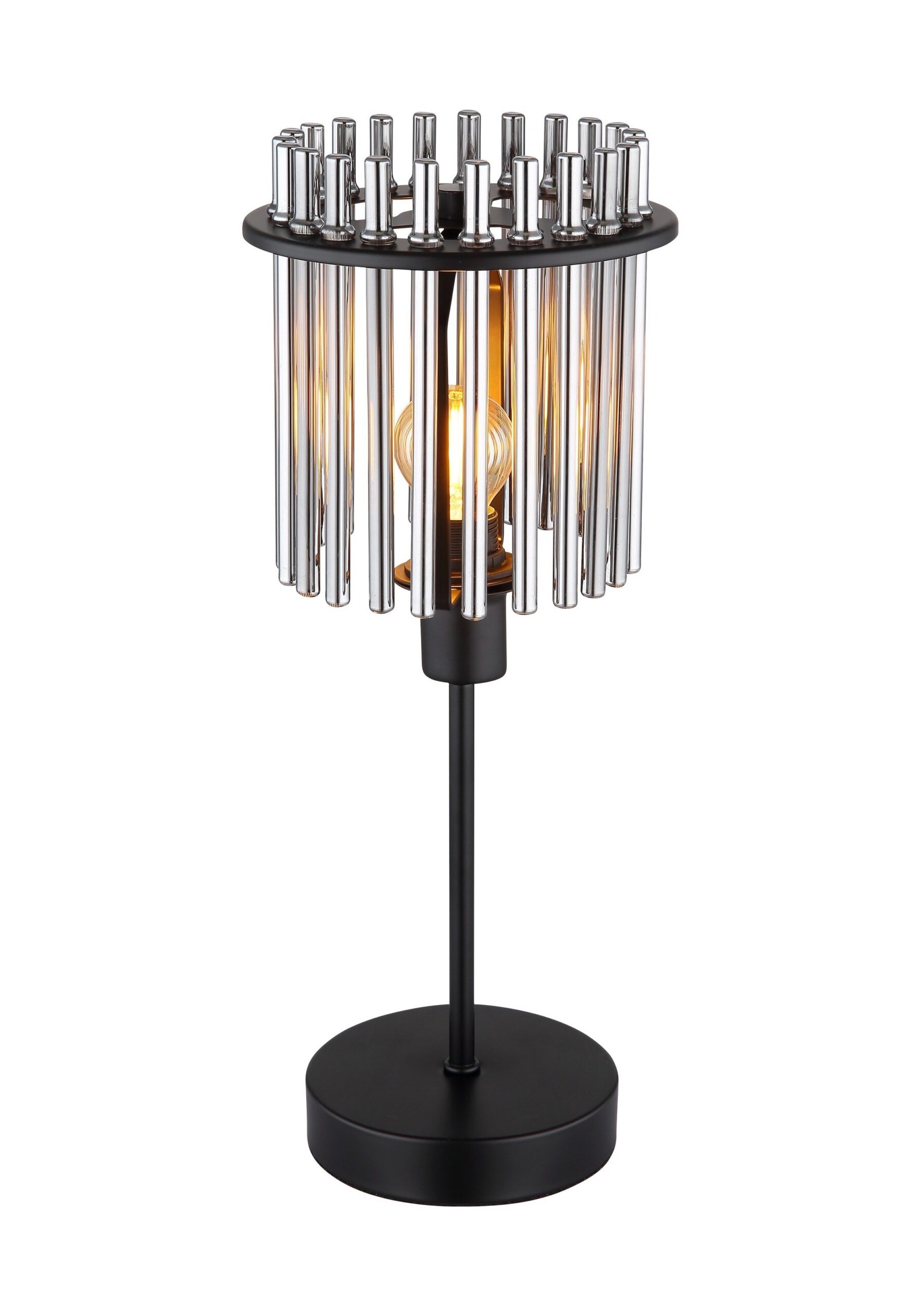 Lampe à poser barreaux de verre, 3 finitions, 37,5 ou 54,5 cm lampe à poser barreaux de verre noir et verre fumé, petit modèle 37,5 cm, fond blanc