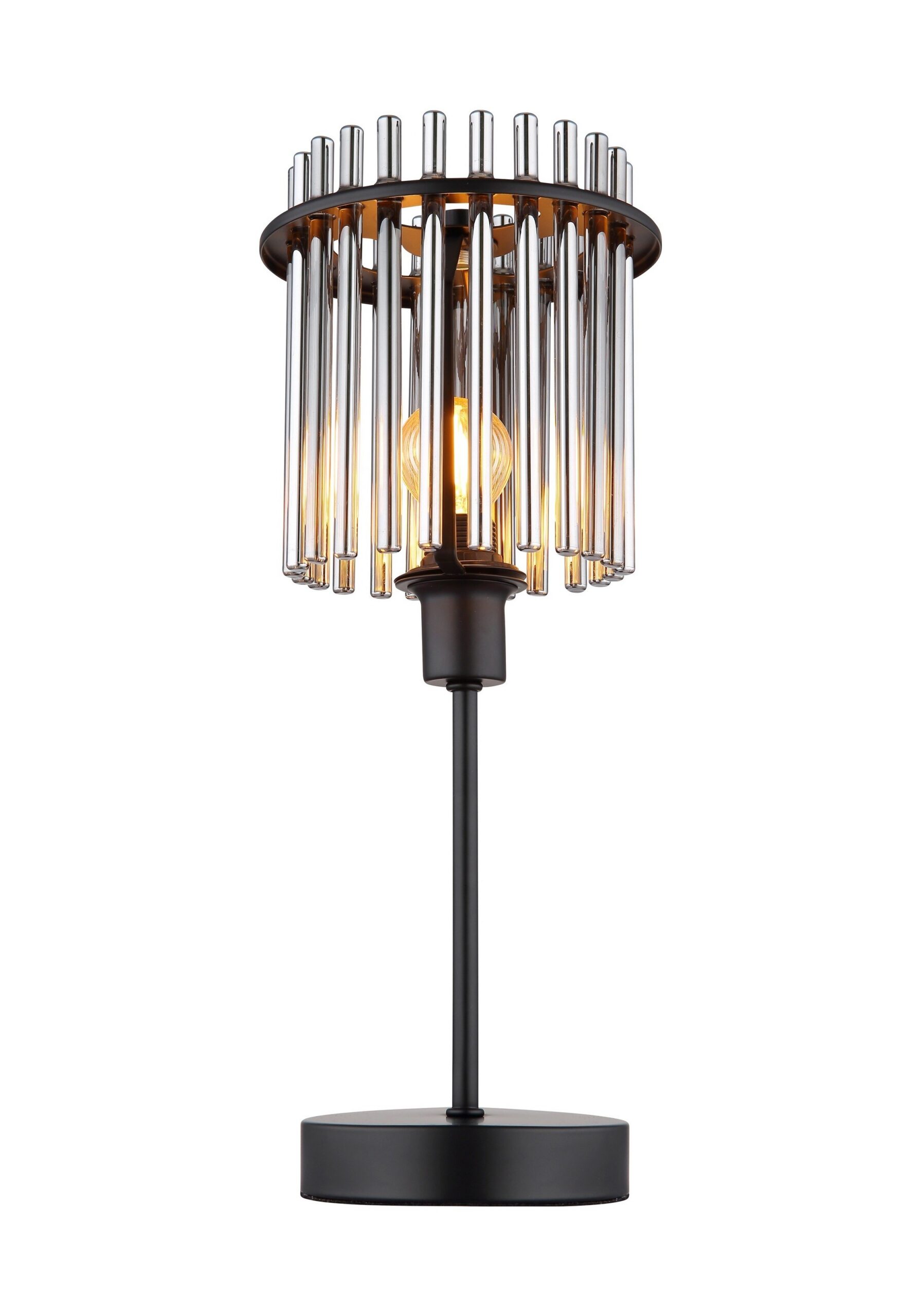 Lampe à poser barreaux de verre, 3 finitions, 37,5 ou 54,5 cm lampe à poser barreaux de verre fumé, vue de face sur fond blanc