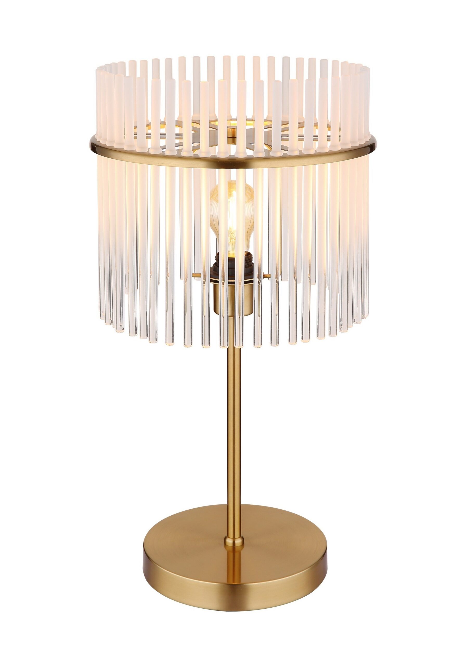 Lampe à poser barreaux de verre, 3 finitions, 37,5 ou 54,5 cm lampe à poser barreaux de verre opale et métal or, grand modèle 54,5 cm, fond blanc