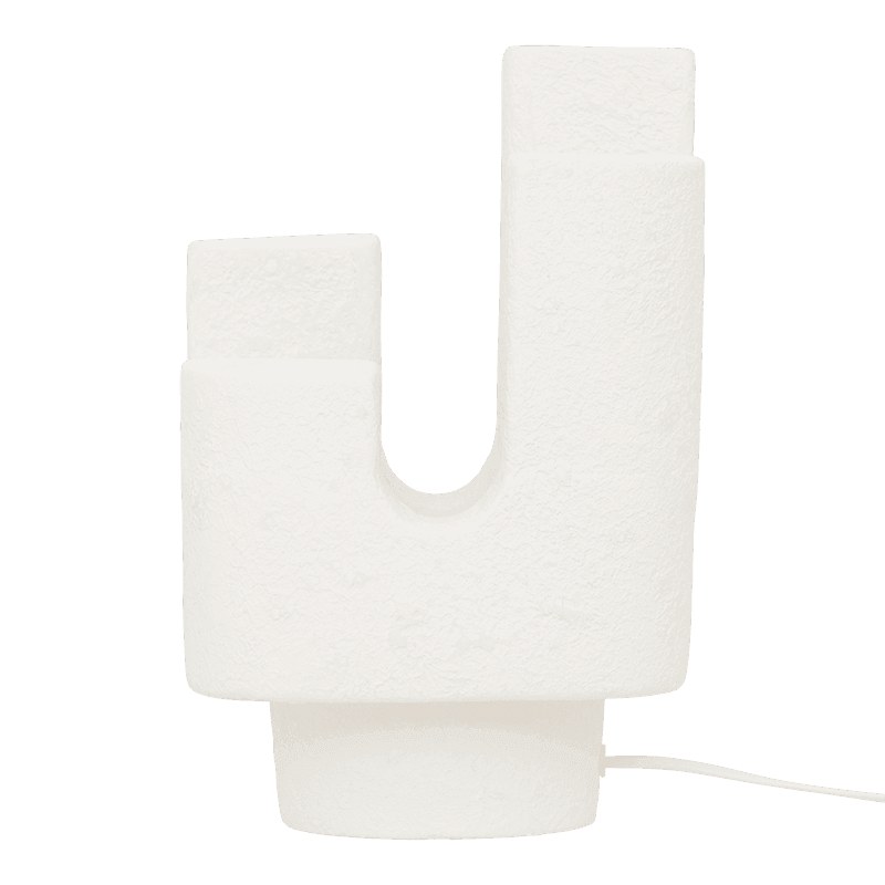 Lampe à poser Cuarto par Urban Nature Culture, céramique blanche lampe à poser céramique Cuarto Urban Nature Culture, vue de face avec son câble blanc