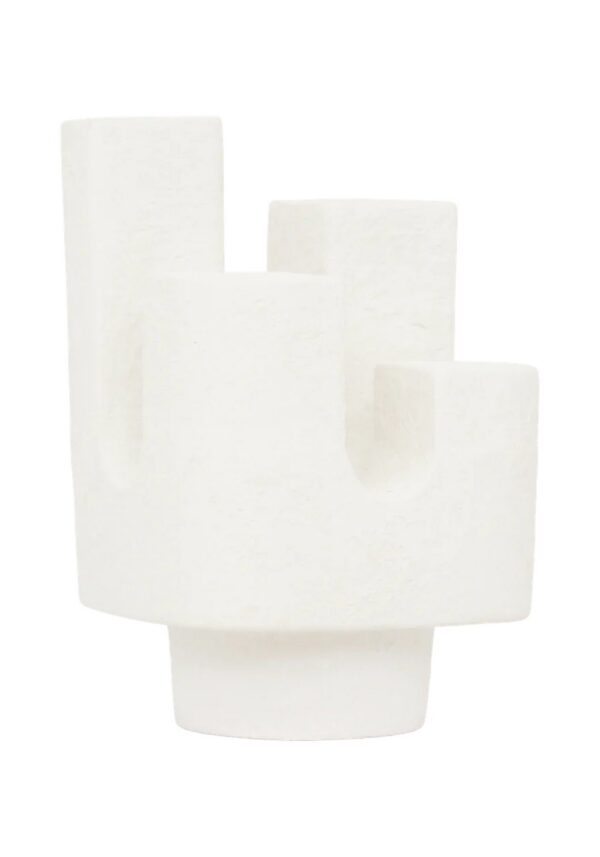 lampe à poser céramique Cuarto Urban Nature Culture, céramique blanche granuleuse à évidement en U, sur fond blanc