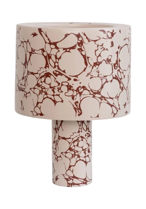 lampe à poser céramique Fluido Urban Nature Culture, céramique à décor marbré brun rouille sur fond crème, sur fond blanc