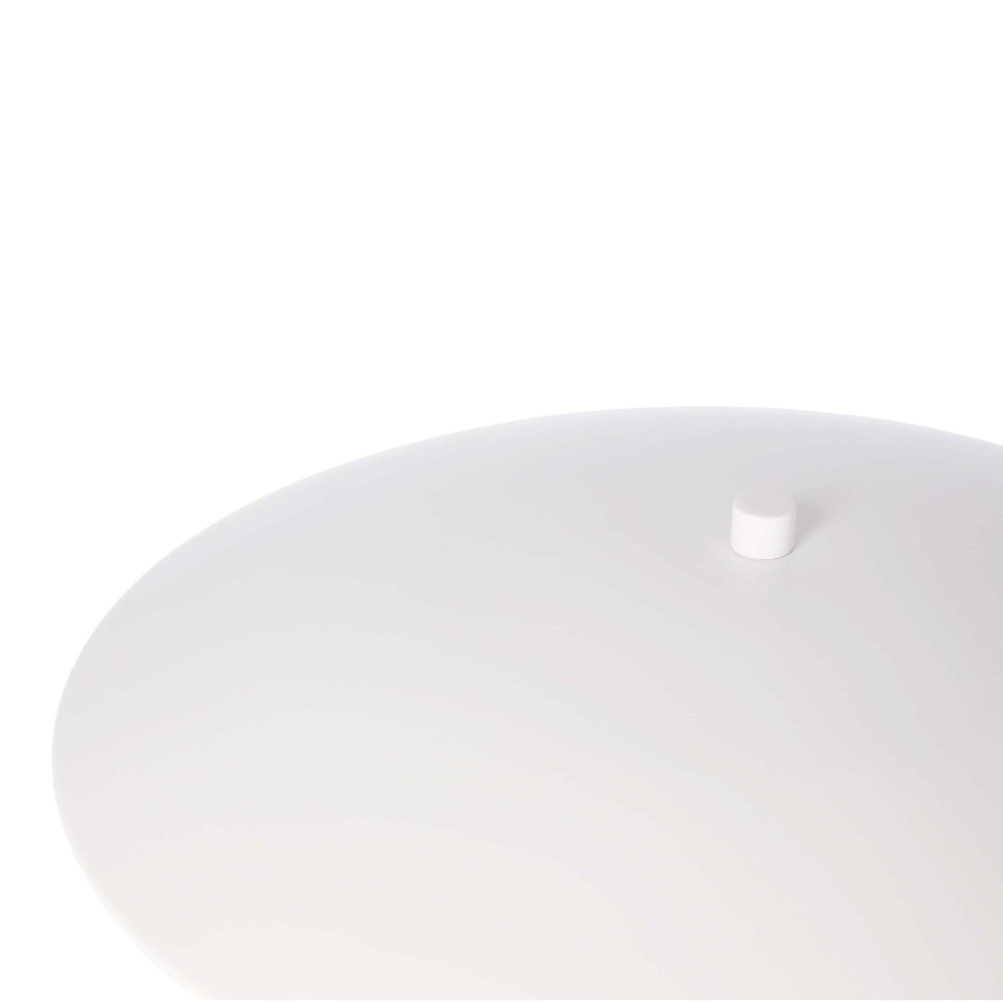 Lampe à poser disque blanc en métal, LED intégrée 10,5 W, 41 cm lampe à poser disque blanc, détail du dessus de l abat-jour