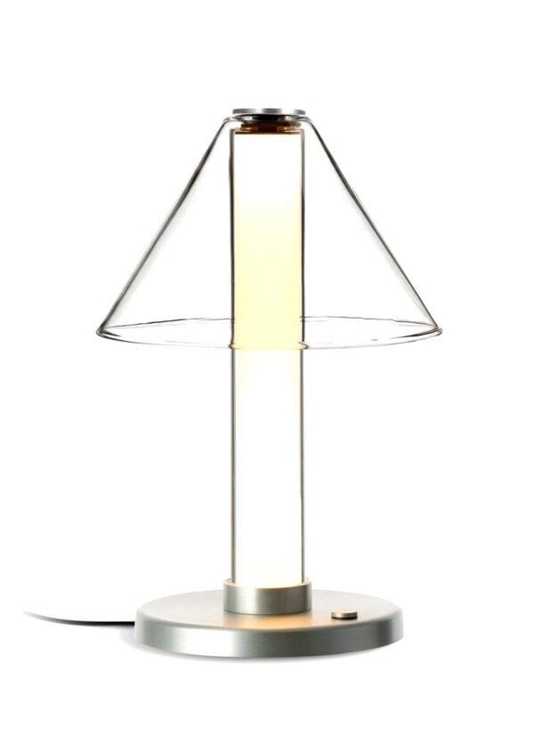 Lampe à poser Fragile S cône Marset, base aluminium