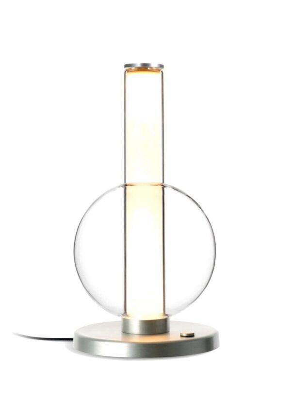 Lampe à poser Fragile S sphère Marset, base aluminium