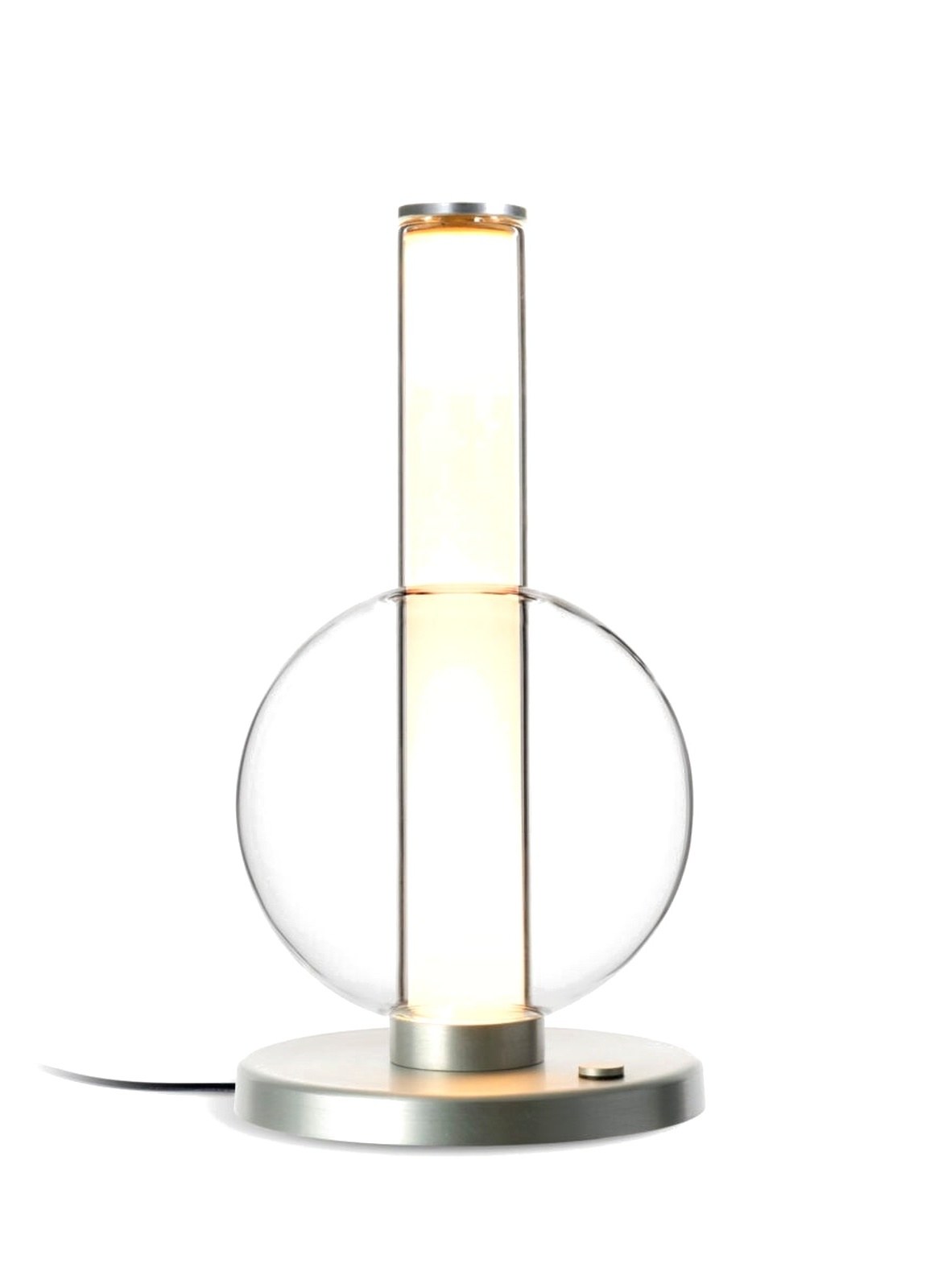 Lampe à poser Fragile S sphère Marset, base aluminium