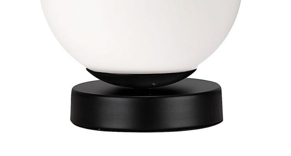 lampe à poser globe opale detail de la base noire