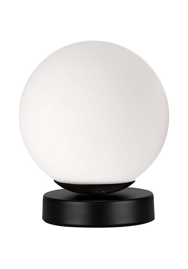 lampe à poser globe opale sur fond blanc