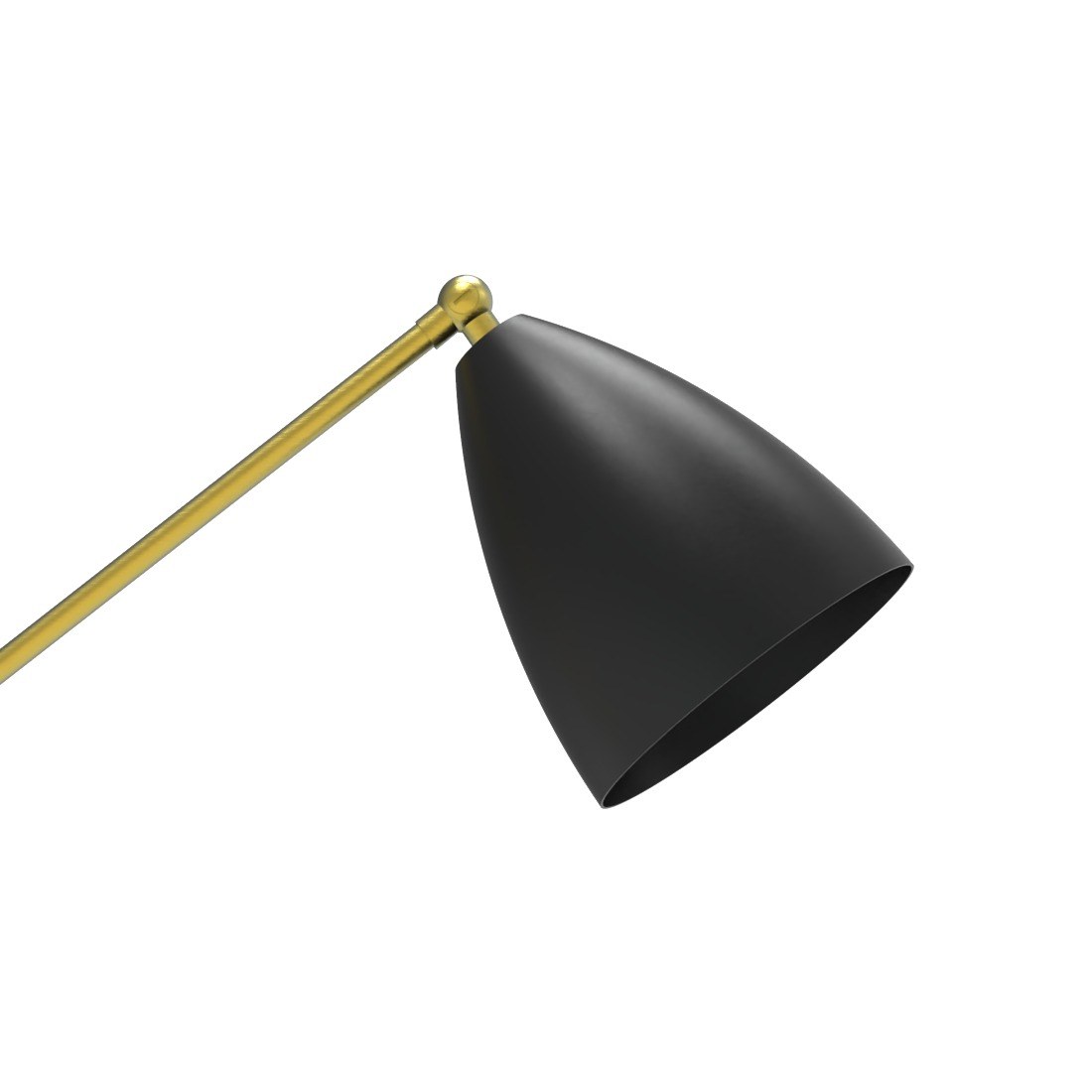 Lampe à poser Nala en laiton et marbre par Robin Lamps lampe à poser Nala gros plan sur son abat-jour noir mat et son bras en laiton