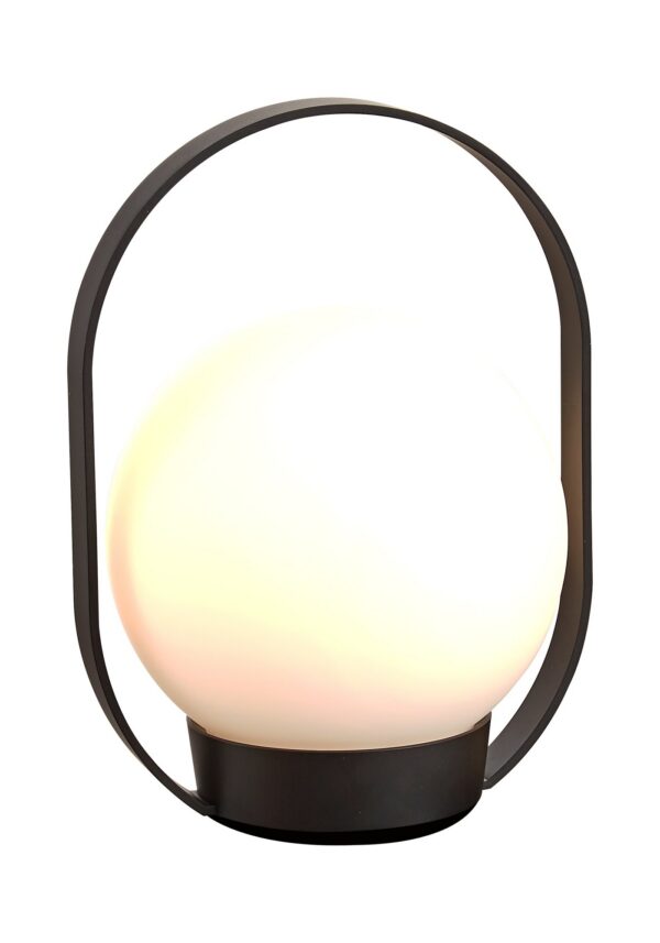 lampe à poser Palla T1 Antidark en finition noir, verre opale et aluminium
