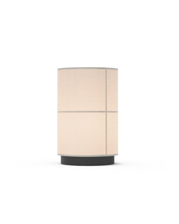 lampe à poser Rania Flat 28 cm, abat-jour en fibre naturelle crème et socle en fer, vue de face