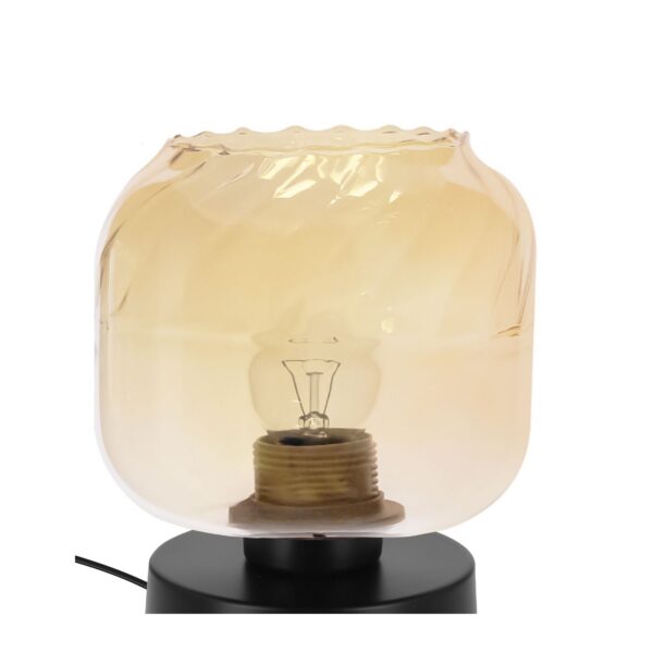 lampe à poser verre ambré detail du verre ambre ondule