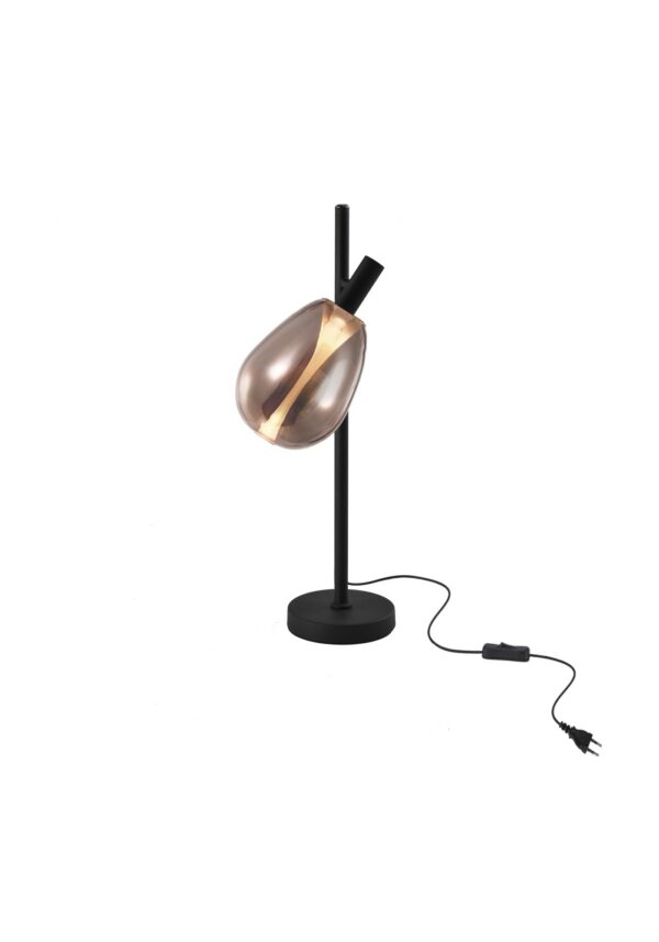 lampe à poser verre cuivré cuivré sur fond blanc