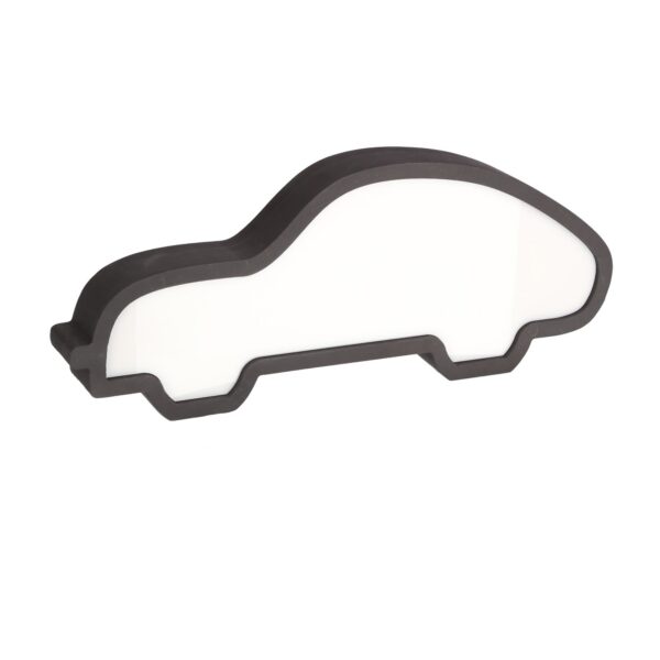 lampe à poser voiture enfant noire en bois, vue de trois quarts