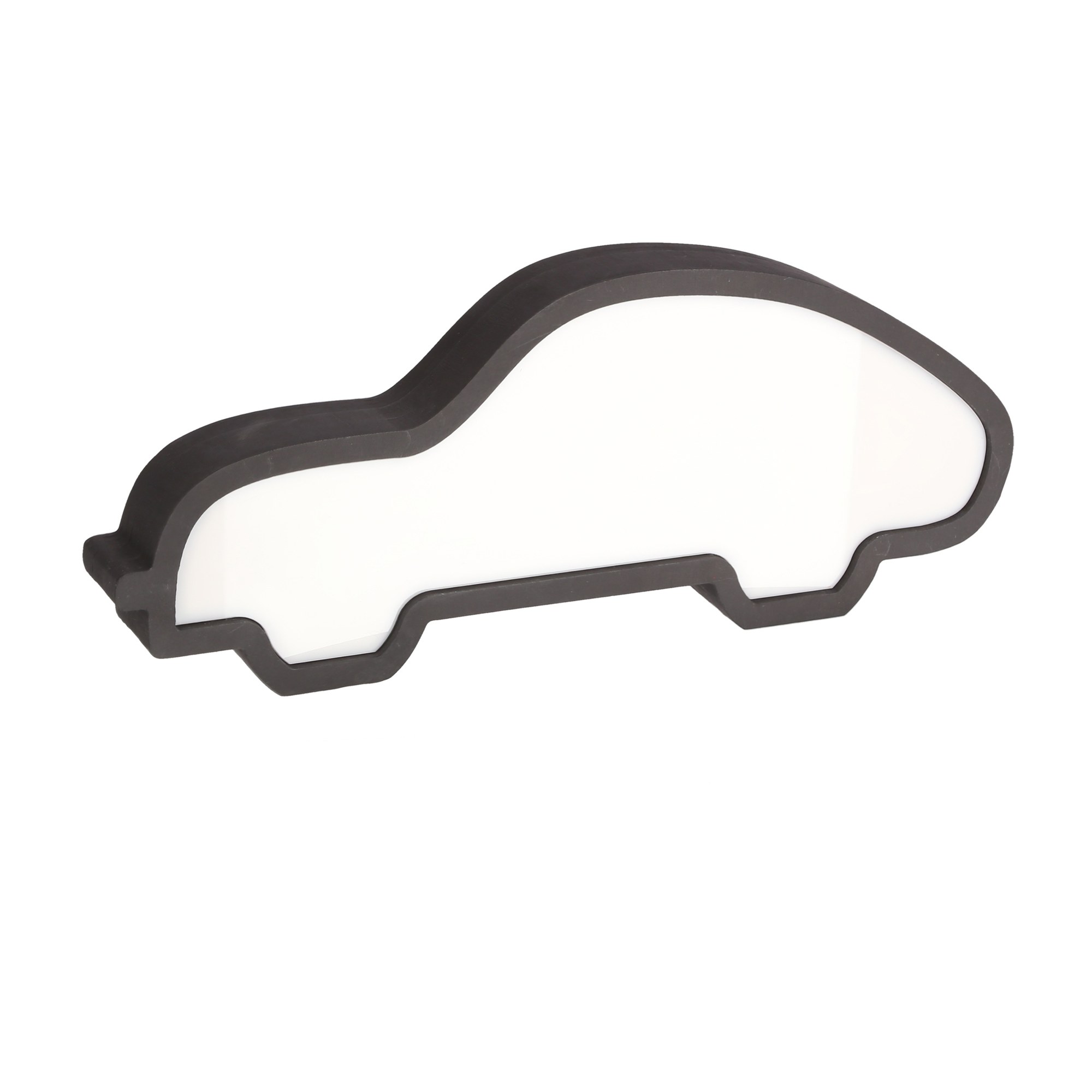 Lampe à poser voiture en bois pour chambre d'enfant, lumière LED lampe à poser voiture enfant noire en bois, vue de trois quarts