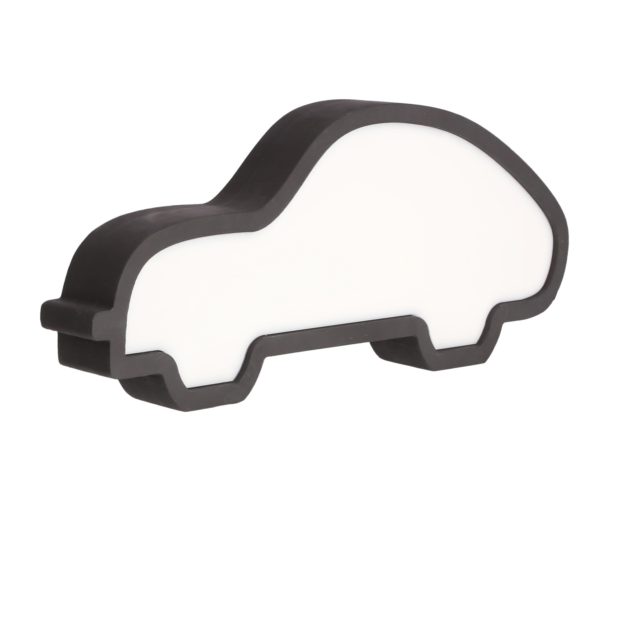 Lampe à poser voiture en bois pour chambre d'enfant, lumière LED lampe à poser voiture enfant noire en bois, vue en perspective